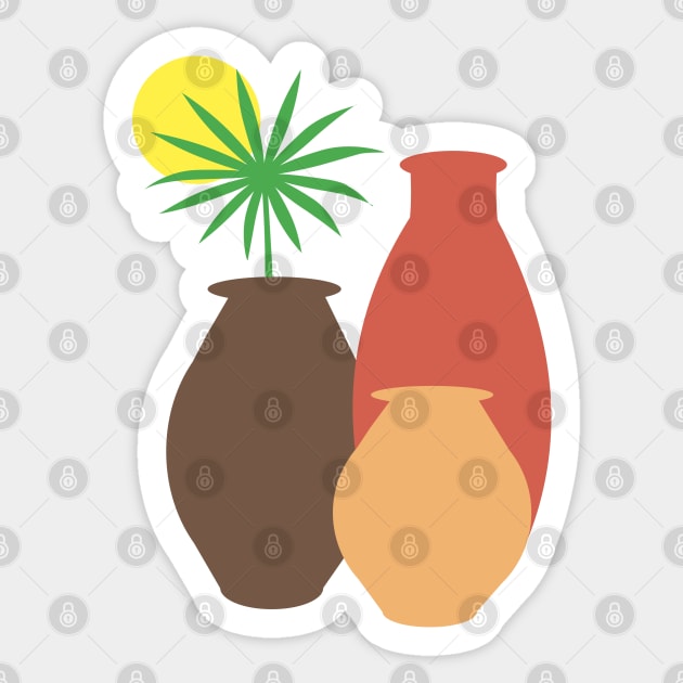 Boho Pots and Palm leaf Sticker by Janremi